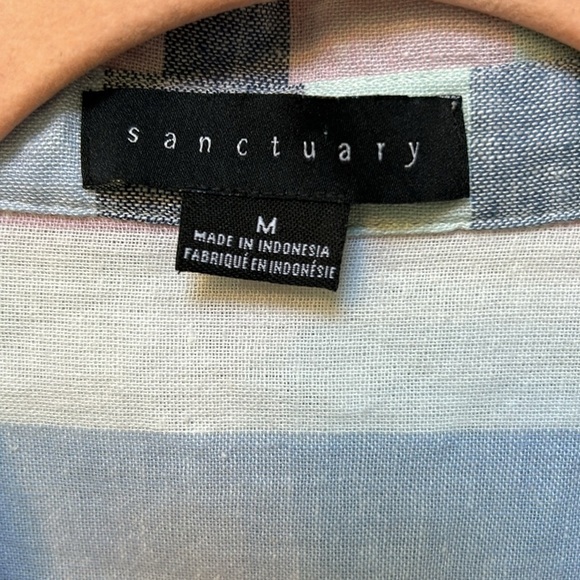 Anthropologie Sanctuary Linen Blend Striped Short Sleeve Tie Front Top, medium - Picture 2 of 7